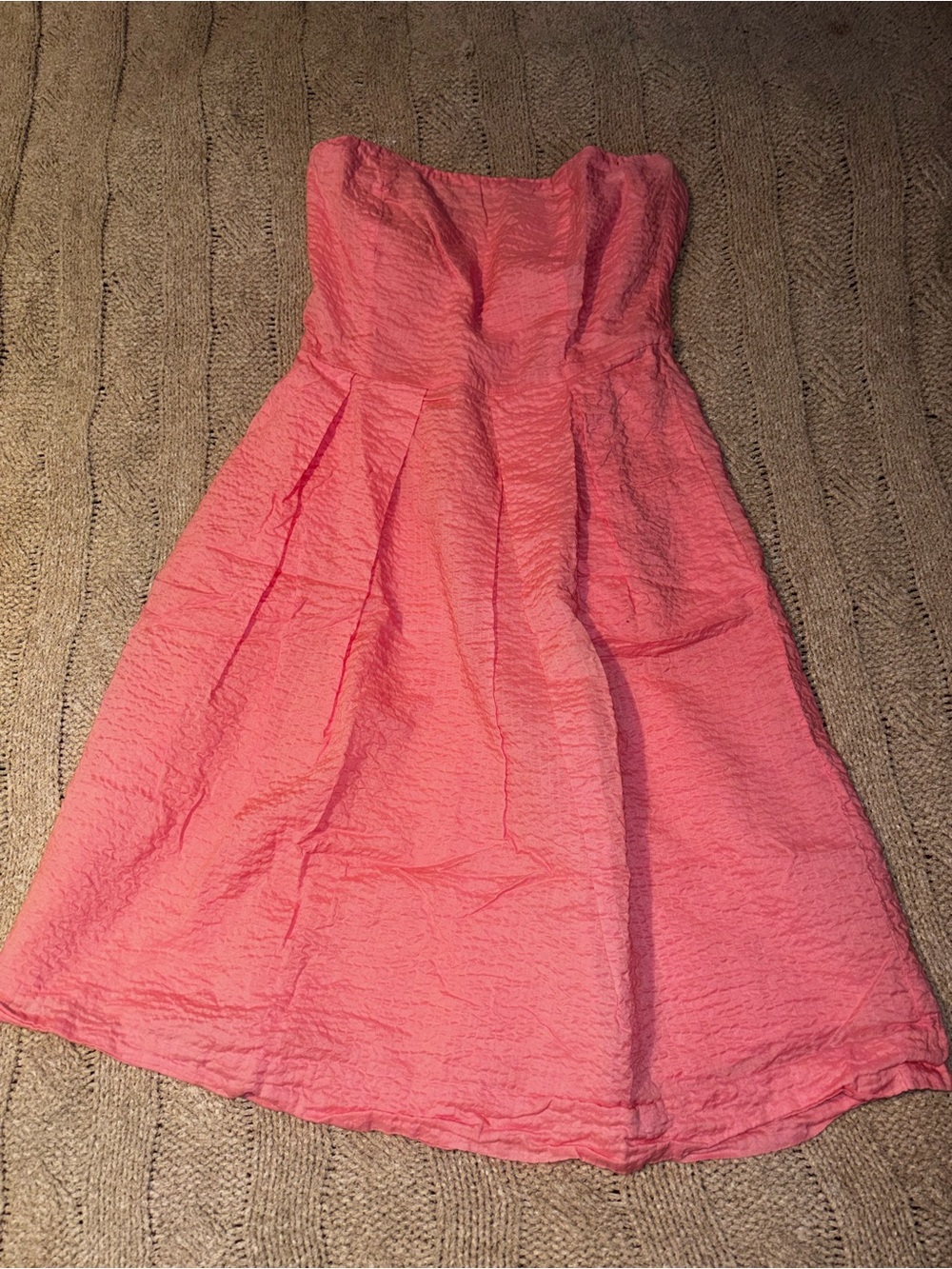 J.Crew Pink Strapless Crinkle Dress 100% Cotton Size 2